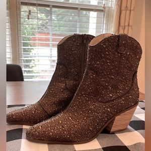 Betsey Johnson Diva Rhinestone Brown/Bronze Booties
